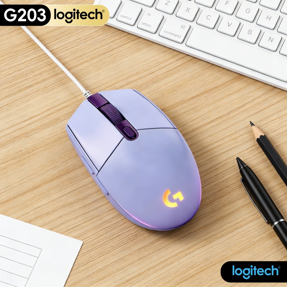Logitech Mouse G203 - Logitech G203 Mouse Gaming Berkabel, RGB