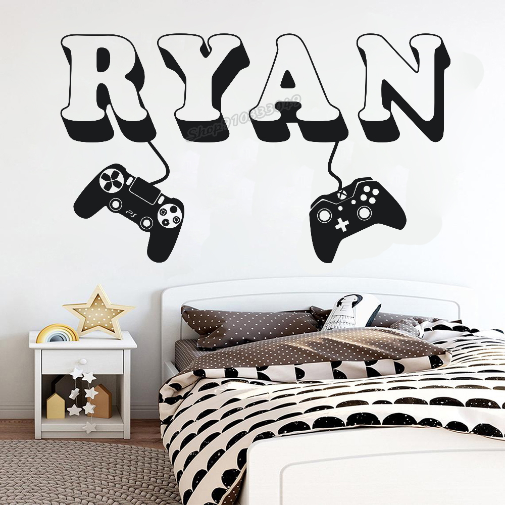 Gaming Accessories Wall - Gamer Stiker Dinding Nama Kustom Controller