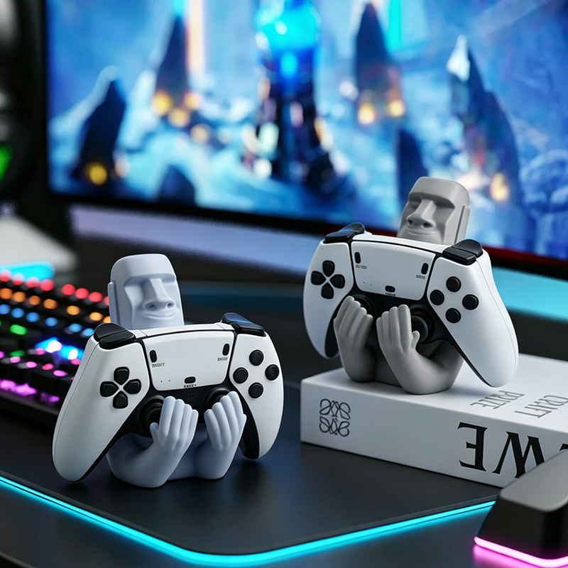 Gaming Accessories Room - Penyangga Gamepad Resin Batu Moai Lucu,